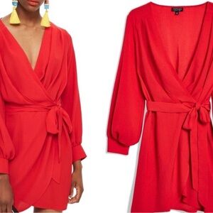 Topshop Bubble Satin Wrap Dress